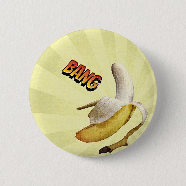 Banane KNALL-Comic-Popkunst Button (Vorderseite)