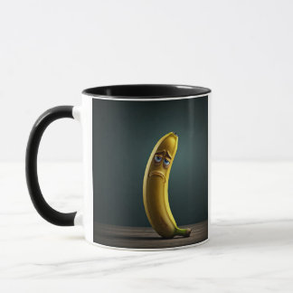 Banane-lustiges trauriges Gesicht Tasse