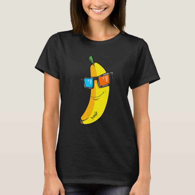 Banane mit Cooler Sonnenbrille T-Shirt (Vorderseite)