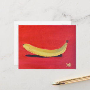 Banane mit rotem Hintergrund Postkarte