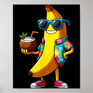 Banane trägt Sonnenbrille und trinkt Kokosnuss Som Poster