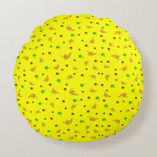 Banane und Palmen Rundes Kissen