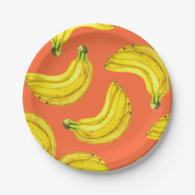 Bananen-Aquarell Pappteller (Vorderseite)