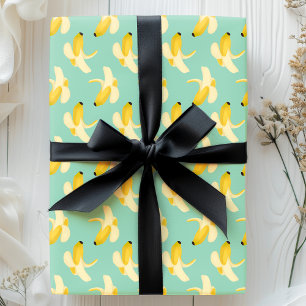 Bananen auf mintgrünem Fruchtmuster Geschenkpapier