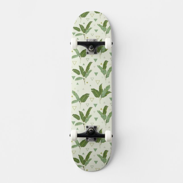 Bananen-Blatt mit Dreiecken Skateboard (Vorderseite)