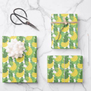 Bananen-Blätter und Fruchtmuster Geschenkpapier Set