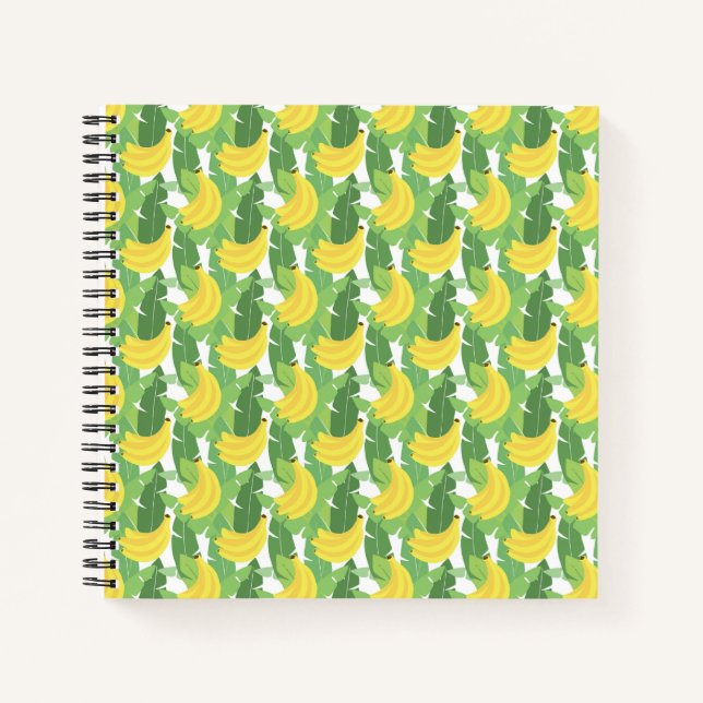 Bananen-Blätter und Fruchtmuster Notizbuch (Vorderseite)