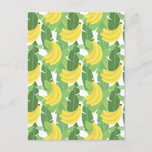 Bananen-Blätter und Fruchtmuster Postkarte (Vorderseite)