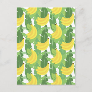 Bananen-Blätter und Fruchtmuster Postkarte