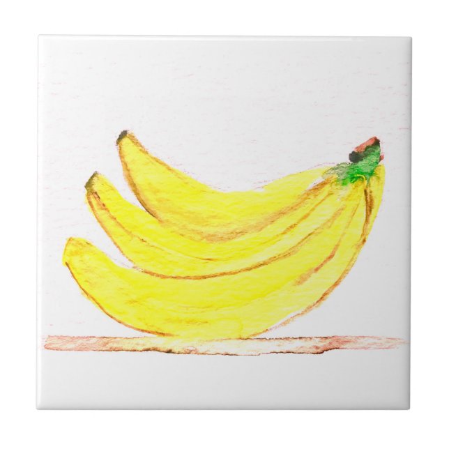 Bananen Früchte Aquarell Küche Rustikale Tropische Fliese (Vorderseite)