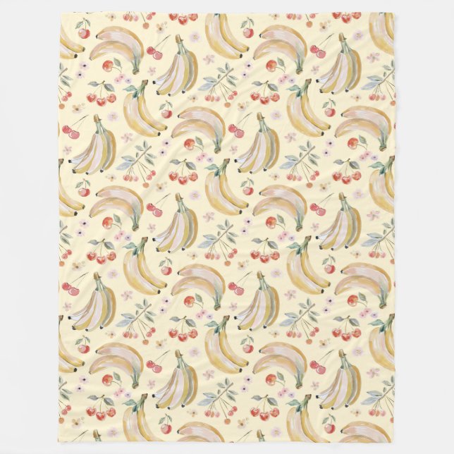 Bananen für Kirschen Fleecedecke (Vorderseite)