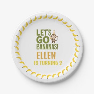 Bananen Geburtstagspartei EDITABLE Kreis von Banan Pappteller