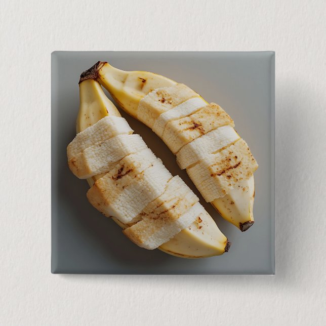 Bananen in der Mitte geschnitten Button (Vorderseite)