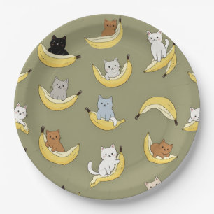 Bananen-Katzen-Papierteller Pappteller