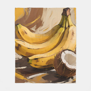 Bananen-Kokosnuss-Stillleben Fleecedecke