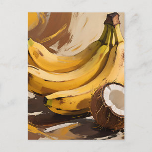 Bananen-Kokosnuss-Stillleben Postkarte
