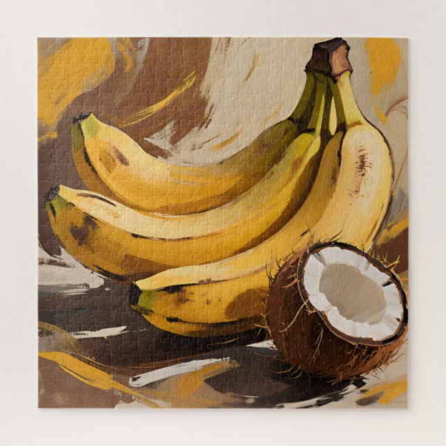 Bananen-Kokosnuss-Stillleben Puzzle (Vertikal)