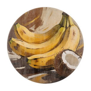 Bananen-Kokosnuss-Stillleben Schneidebrett