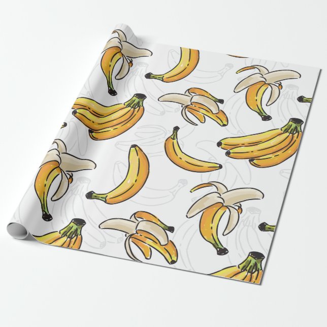 Bananen mit großem nahtlosen Muster Geschenkpapier (Ungerollt)