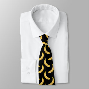 Bananen-Muster auf Schwarzem Krawatte