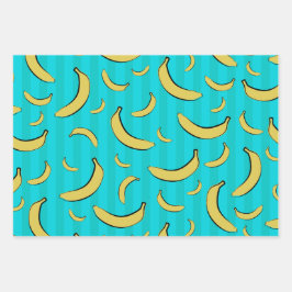 Bananen-Muster-Wrap-Papier flache Bögen Geschenkpapier Set