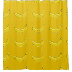 Bananen, Nahtloses Muster mit Bananen, Nahrungsmit Duschvorhang