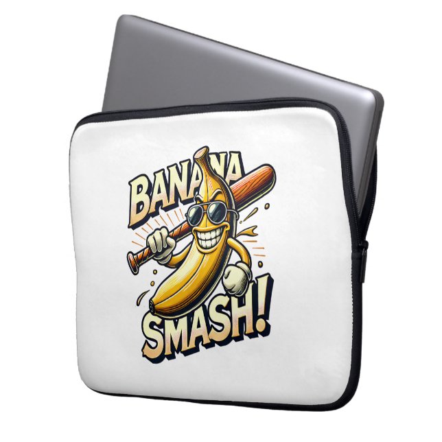 Bananen-Power-Up Laptopschutzhülle (Vorderseite Links)
