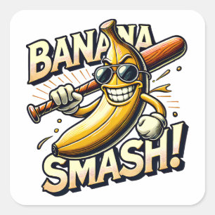 Bananen-Power-Up Quadratischer Aufkleber