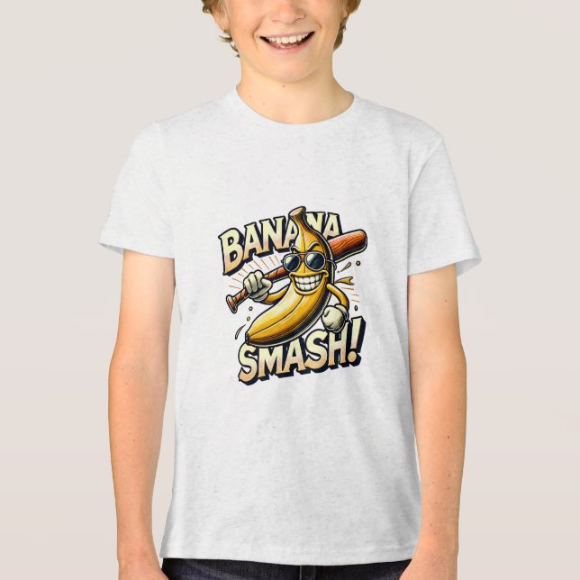 Bananen-Power-Up Tri-Blend Shirt (Vorderseite)