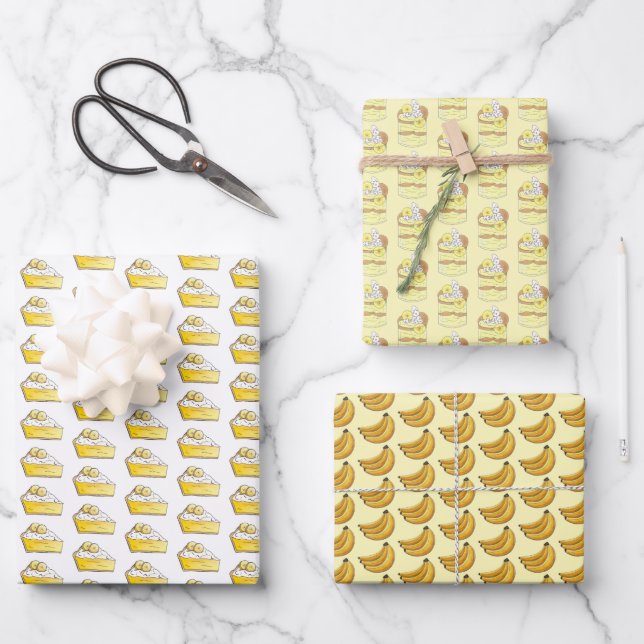 Bananen Pudding Creme Pie Slice Food Geschenkpapier Set (Vorderseite)
