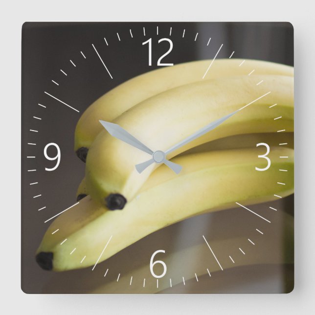 Bananen Quadratische Wanduhr (Vorderseite)