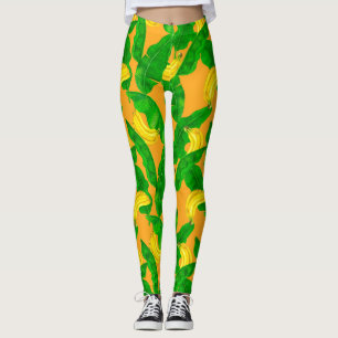 Bananen und Blätter Aquarellgestaltung Leggings