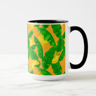 Bananen und Blätter Wasserfarben-Design Tasse