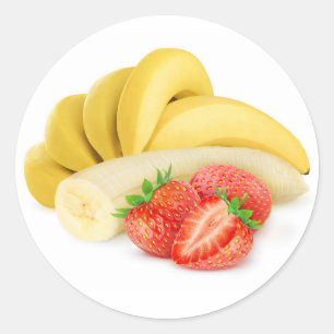 Bananen und Erdbeeren Runder Aufkleber