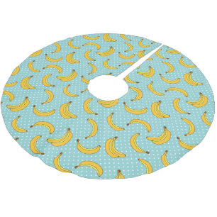 Bananen und Polk-Punkte Polyester Weihnachtsbaumdecke