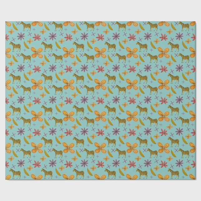 Bananen und Zebras Geschenkpapier (Saum)