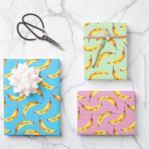 Bananen Wasserfarbmuster Geschenkpapier Set