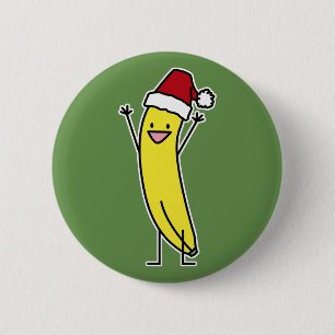 Bananen-Weihnachtsmannmütze, die Christma feiert Button
