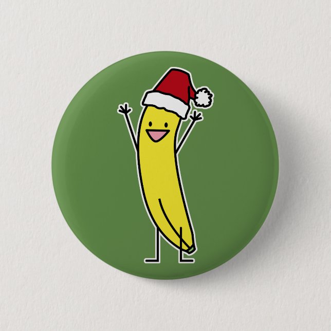 Bananen-Weihnachtsmannmütze, die Christma feiert Button (Vorderseite)