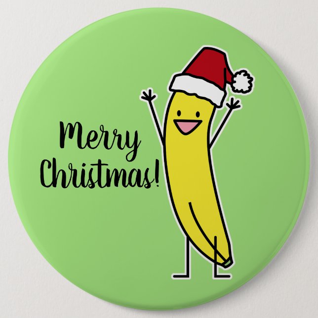 Bananen-Weihnachtsmannmütze-zujubelnder Button (Vorderseite)