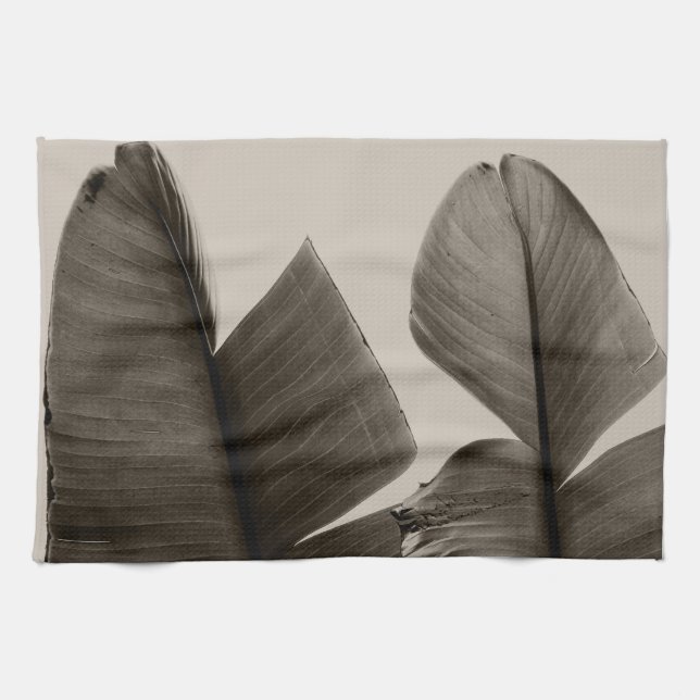 Bananenbaum-Blätter in Sepia Geschirrtuch (Horizontal)