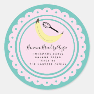 Bananenbrot-Logo für hausgemachte Lebensmittelgesc Runder Aufkleber