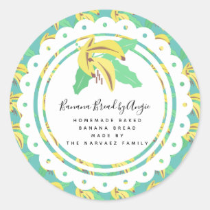 Bananenbrot-Logo-Muster Selbstgemachtes Lebensmitt Runder Aufkleber