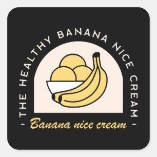 Bananeneis nette Sahne, hausgemacht, schwarz Quadratischer Aufkleber
