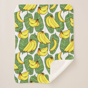 Bananenfrüchte Blätter tropisches Muster Sherpadecke