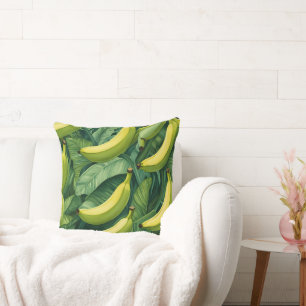 Bananenfrüchte und Blätter Tropisches Flair Kissen