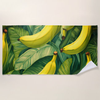 Bananenfrüchte und Blätter Tropisches Flair  Strandtuch