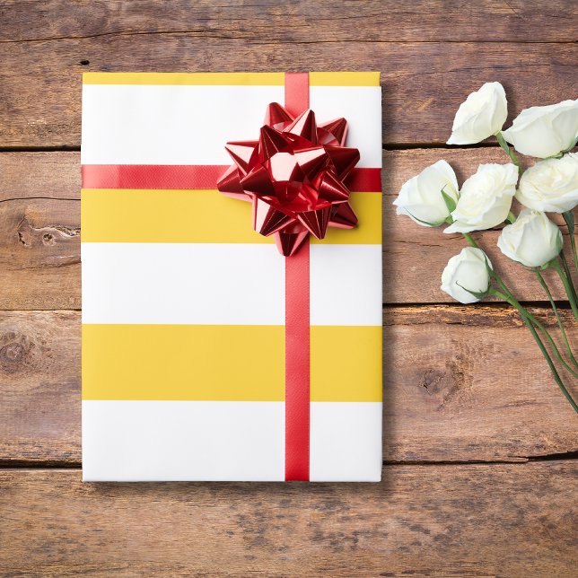 Bananengelb weiße, breite, horizontale Streifen Geschenkpapier (Von Creator hochgeladen)