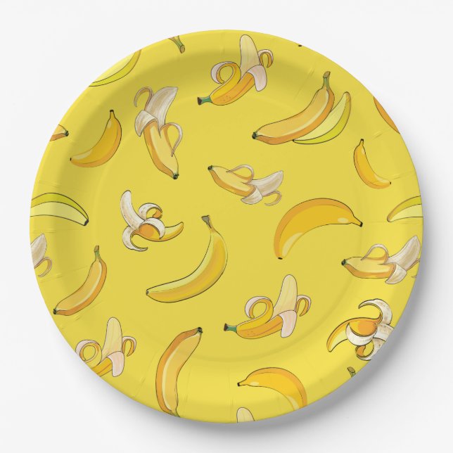 Bananenmuster 4 pappteller (Vorderseite)