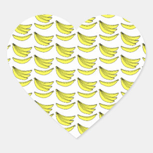 Bananenmuster Herz-Aufkleber